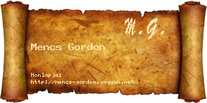 Mencs Gordon névjegykártya